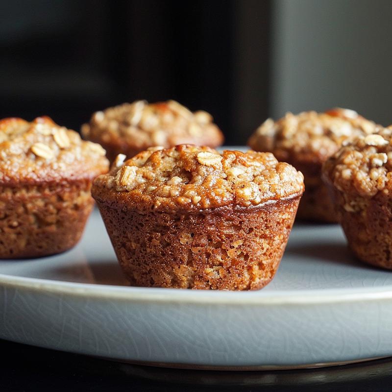 Close-up of honey wheat muffins on a light grey plate, showcasing their texture.