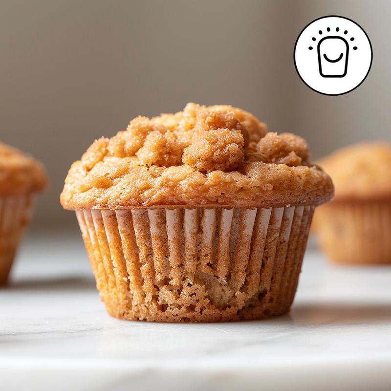 Close-up of fluffy vegan muffins on a white marble surface.