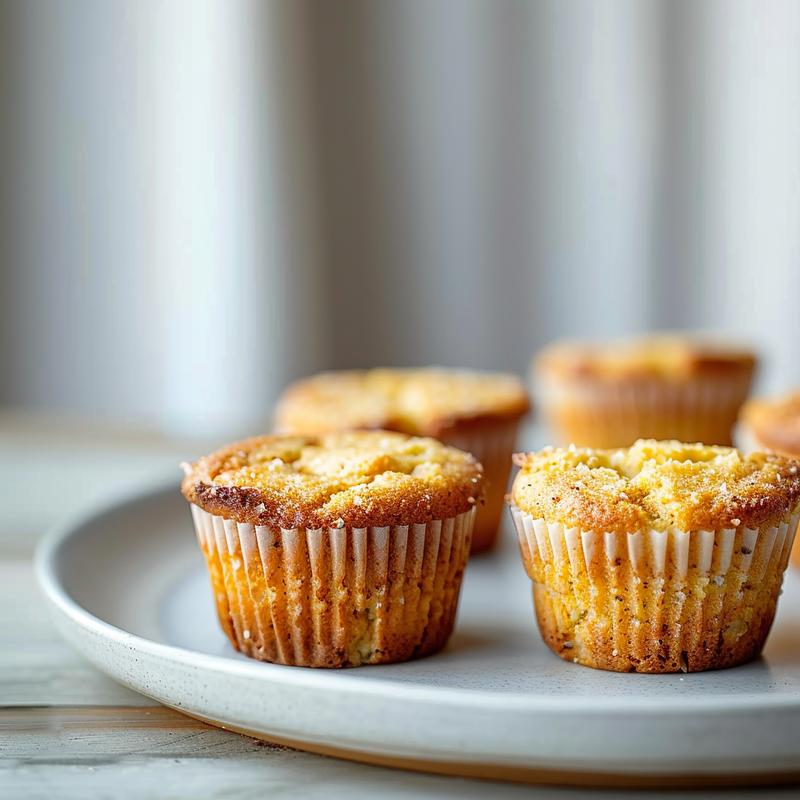 A close-up of keto coconut flour muffins on a light grey ceramic plate, showcasing their texture.