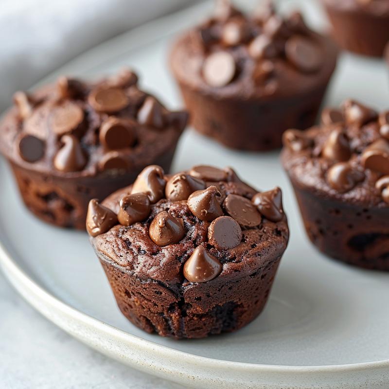 Close-up of a rich and moist gluten-free dairy-free chocolate muffin on a grey ceramic plate.