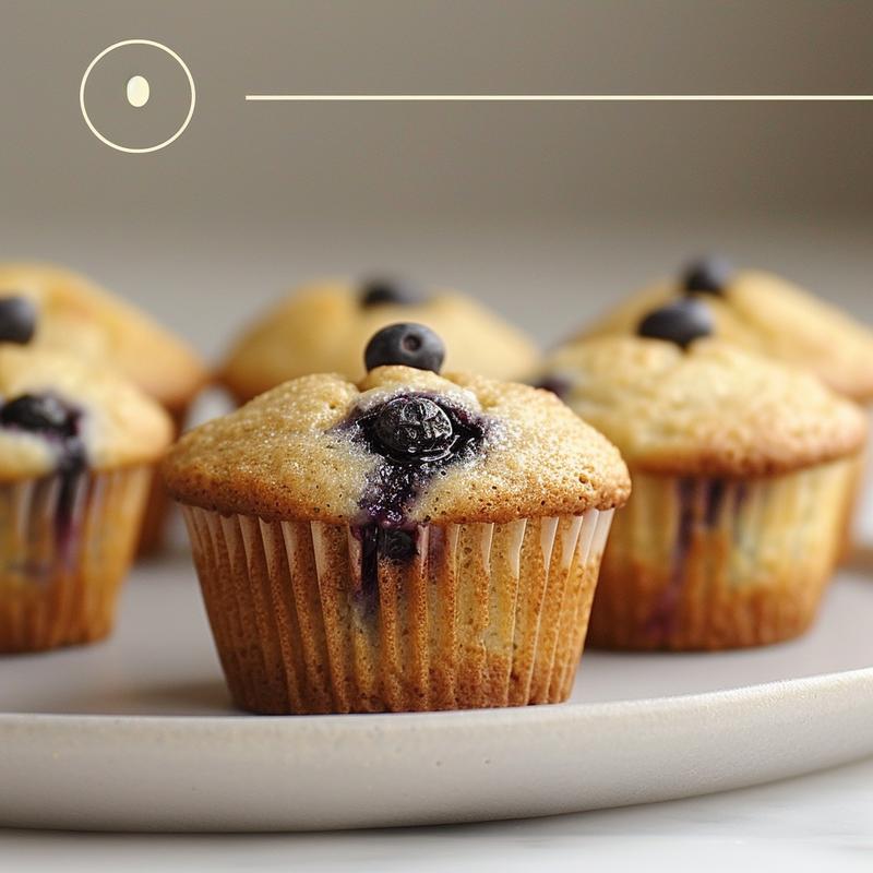 An extreme close-up of gluten-free blueberry muffins on a light grey ceramic plate, showcasing their texture.